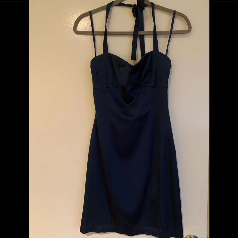 BCBGMAXAZRIA Navy halter cocktail dress. Size 4